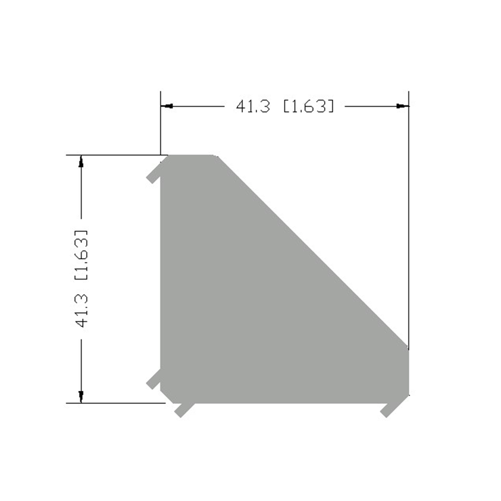 40-110-0 MODULAR SOLUTIONS ALUMINUM GUSSET<br>45MM X 45MM ANGLE WITH OUT HARDWARE